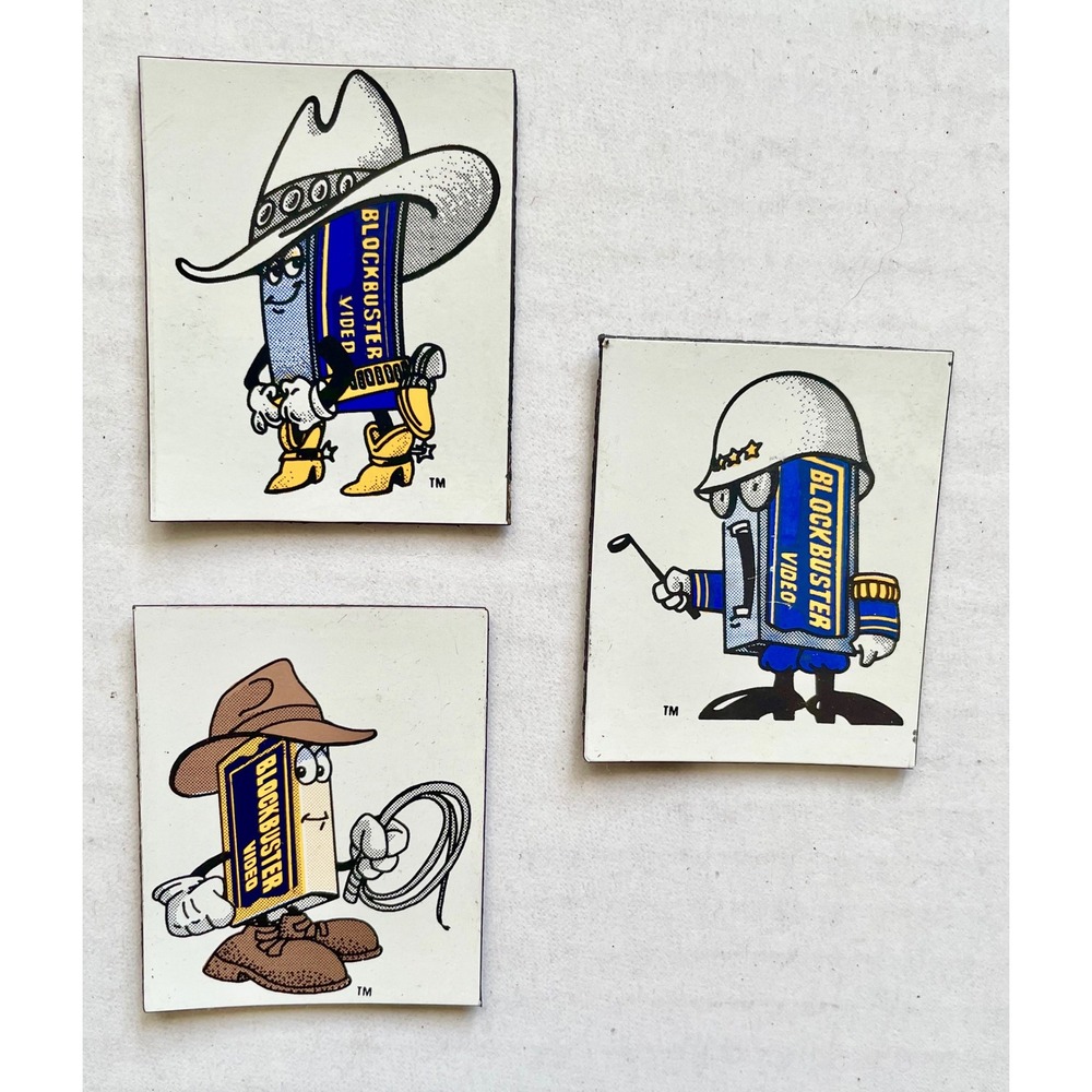 Vintage Blockbuster Video Refrigerator Magnet Lot of 3 General Cowboy Western